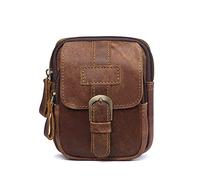 FANDARE Riñonera Cuero Bolsa Bolso de Cintura Impermeable Waist Bag para Phone, Partido,Viaje,Correr Marrón