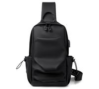 FANDARE Riñonera Hombre Mujer Impermeable con Bolsillo Seguro con Cremallera Bandolera Deportiva con Abertura para Auriculares y Cordón Ajustable Lateral Negro