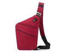 FANDARE Segmentado Bolsos Cruzados Mujer Hombre Deporte Función Bandolera Derecho Hombro Bolso Sling Crossbody Bag Hombre Bolsa Pecho organizado Vino Rojo
