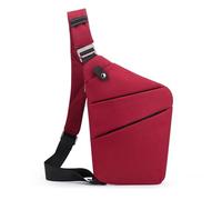 FANDARE Segmentado Bolsos Cruzados Mujer Hombre Deporte Función Bandolera Izquierdo Hombro Bolso Sling Crossbody Bag Hombre Bolsa Pecho organizado Vino Rojo