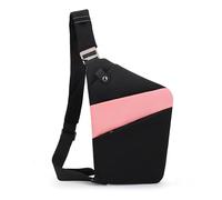 FANDARE Segmentado Bolsos cruzados Mujer Hombre Deporte Función bandolera Izquierdo Hombro Bolso Sling Crossbody Bag Hombre Bolsa pecho organizado Negro Rosa