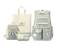 FANDARE Set de 4 Mochilas para Primaria y Secundaria con Mochila Pequeña, Monedero, Bolso de Mano para Adolescentes Chicos y Chicas, Versátil para Universidad, Viajes y Organización Verde claro
