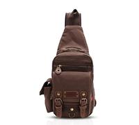 FANDARE Sling Bag Bolsas de Deporte Messenger Bag Las Mujeres Mochila Shoulder Bolso Hombre Senderismo Deportes Small Bolso Bandolera Estudiantes Universitarios Lona Marrón
