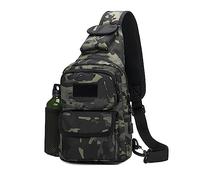 FANDARE Táctical Bolso Hombro Bolsa de Pecho Militar Bandoleras Cruzada con USB Bandolera Bolsos Bandolera para Hombres Mujer Escolar Senderismo Viaje Sling Crossbody Bag Negro Camo
