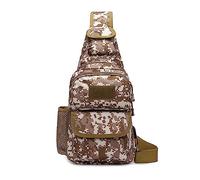 FANDARE Táctical Bolso Hombro Bolsa de Pecho Militar Bandoleras Cruzada con USB Bandolera Bolsos Bandolera para Hombres Mujer Escolar Senderismo Viaje Sling Crossbody Bag Marrón Camo