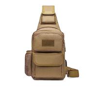 FANDARE Táctical Bolso Hombro Bolsa de Pecho Militar Bandoleras Cruzada con USB Bandolera Bolsos Bandolera para Hombres Mujer Escolar Senderismo Viaje Sling Crossbody Bag Marrón
