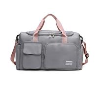 FANDARE Ultraligero Bolsa de Viaje Bolsa Deportivas de Gimnasio Bolsas de Viaje Mujer Hombre Bolsa de Fin de Semana Gran Capacidad Bolso Senderismo con Zapato Compartimento Gris Rosa