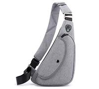 FANDARE Ultraligero Bolsos Cruzados Bandoleras Hombre Bolsa de Pecho Niño Sling Bag para Deportiva Viaje Ciclismo Hiking Camping Aptitud Casual Daypacks Gris