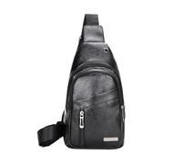 FANDARE Unisex Bolsos cruzados Bolso de pecho Bandolera cruzada funcional de cuero de PU impermeable, Mochila diaria para hombres y mujeres, para viajes y actividades Sling Bag Negro