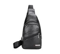 FANDARE Unisex Bolsos Cruzados Bolso de Pecho Bandolera Cruzada Funcional de Cuero de PU Impermeable, Mochila Diaria para Hombres y Mujeres, para Viajes y Actividades Sling Bag Nuevo Negro