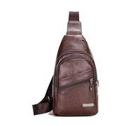 FANDARE Unisex Bolsos cruzados Bolso de pecho Bandolera cruzada funcional de cuero de PU impermeable, Mochila diaria para hombres y mujeres, para viajes y actividades Sling Bag Nuevo Marrón
