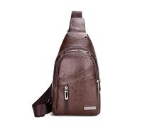FANDARE Unisex Bolsos cruzados Bolso de pecho Bandolera cruzada funcional de cuero de PU impermeable, Mochila diaria para hombres y mujeres, para viajes y actividades Sling Bag Marrón