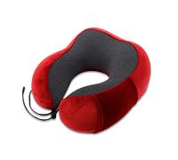 FANDARE Unisexo Almohada de Viaje de Espuma de Memoria Adolescentes Almohada de Cuello Neck Pillow para Adolescentes, Avión/Autobús/Tren Viajar,Hogar,Oficina,360 ° Soporte para Cuello y mentón Rojo