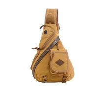 FANDARE Unisexo Bolsa de Pecho Hombres Bolso de Hombro Lona Bolso Messenger Bolso Bandolera para Deportes Gimnasio Viajes Excursiones Senderismo Acampada Caqui