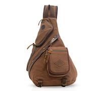 FANDARE Unisexo Bolsa de Pecho Hombres Bolso de Hombro Lona Bolso Messenger Sling Daypacks Bolso Bandolera para Deportes Gimnasio Viajes Excursiones Senderismo Acampada Marrón
