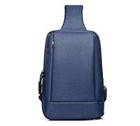 FANDARE Unisexo Bolso Pecho Bolsos de Hombre y Pecho con Puerto de Carga USB Sling Bag Mujer Bolsos Cruzados Bandoleras Cruzada Mochilas y Bolsas de Viaje Deportes Ciclismo Montañismo Poliéster Azul