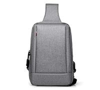 FANDARE Unisexo Bolso Pecho Bolsos de Hombre y Pecho con Puerto de Carga USB Sling Bag Mujer Bolsos Cruzados Bandoleras Cruzada Mochilas y Bolsas de Viaje Deportes Ciclismo Montañismo Poliéster Gris