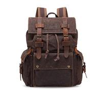 FANDARE Unisexo Mochila Hombres/Mujeres Bolsos Escolares Adolescente Daypack, Aire Libre Viajes Lona Bolsa de Hombro Marrón