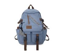 FANDARE Unisexo Mochilas Tipo Casual Estudiante Mochila Escolar Mochilas de Marcha Mujeres Hombre con Adornos de Cadena Bolsas Escolares Bolsos de Trabajo Urbana versátil Viaje School Bag Azul