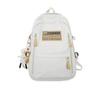 FANDARE Unisexo Mochilas Tipo Casual Mochilas de Marcha Mujeres Hombre con Lindo Colgante Bolsas Escolares Bolsos de Trabajo Urbana versátil Bolsos Mochila Viaje School Bag Blanco