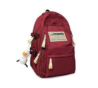 FANDARE Unisexo Mochilas Tipo Casual Mochilas de Marcha Mujeres Hombre con Lindo Colgante Bolsas Escolares Bolsos de Trabajo Urbana versátil Bolsos Mochila Viaje School Bag Rojo