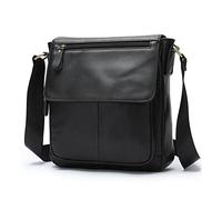 FANDARE Vintage Bandolera Hombre Bolso Hombre Bandolera Grande Mujer Bolso Caballero Bandolera Cuero de Cuero Mariconeras Bandolera Bolsas Mensajero para Viaje o Negocios Crossbody Bag Negro A