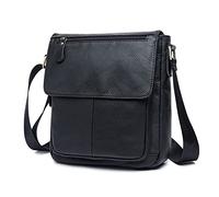 FANDARE Vintage Bandolera Hombre Bolso Hombre Bandolera Grande Mujer Bolso Caballero Bandolera Cuero de Cuero Mariconeras Bandolera Bolsas Mensajero para Viaje o Negocios Crossbody Bag Negro