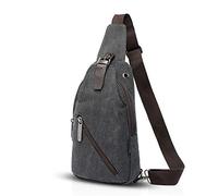 FANDARE Vintage Bandolera Sling Bag Escuela Viajes Hombres Mujeres Messenger Mochilas Bolsa de Pecho Bolsa de Deporte Travers al Aire Libre Lona, Negro, Large, Mochila de Ocio