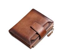 FANDARE Vintage Billetera Corto Billetero Hombre Cuero Cartera Monedero con NFC Billetera con Bolsillo para 18 Crédito Tarjetas Ranuras para Identificación Tarjetas Crédito Wallet marrón