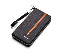 FANDARE Vintage Billetera Hombre Lona Cartera Monedero Billetera con Bolsillo para Monedas y Crédito Tarjetas Ranuras para Identificación Tarjetas Crédito Wallet Negro