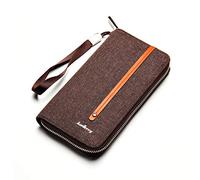 FANDARE Vintage Billetera Hombre Lona Cartera Monedero Billetera con Bolsillo para Monedas y Crédito Tarjetas Ranuras para Identificación Tarjetas Crédito Wallet marrón