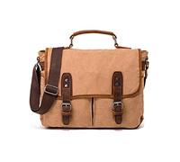 FANDARE Vintage Bolso de Bandolera Hombre Lona Bolsos de Mano Bolsa de Mensajero Maletín Mensajero Messenger Crossbody Bag Bolsa de Hombro para Viaje Commuter Universitaria Escolares Negocio Caqui
