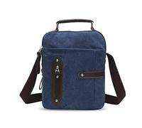 FANDARE Vintage Bolso de Bandolera Lona bandoleras Hombre Bolsa de Mensajero Bolsos de Mujer Mensajero Crossbody Bag Hombres Mujeres Bolsa de Hombro para Viaje Negocio Universidad Azul