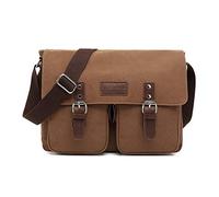 FANDARE Vintage Bolso de Bandolera Lona Bolsa de Mensajero Ampliable Mensajero Crossbody Bag Hombres Mujeres Bolsa de Hombro para 10.9 Pulgadas Tablet Viaje Negocio Universidad Marrón