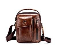 FANDARE Vintage Bolsos Bandolera Bolsos Cruzados para Hombre Bolsa de Mano Negocio Mensajero Cuero Bolsos de Fiesta Impermeable Messenger Crossbody Bag Estudiante Viaje Trabajo Maletines Marrón