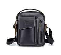 FANDARE Vintage Bolsos Bandolera Bolsos Cruzados para Hombre Bolsa de Mano Negocio Mensajero Cuero Bolsos de Fiesta Impermeable Messenger Crossbody Bag Estudiante Viaje Trabajo Maletines Negro