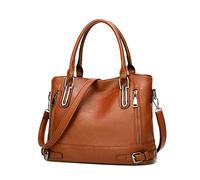 FANDARE Vintage Bolsos de Mujer Bandolera Bolso Hombro Cruzado PU Cuero Impermeable para Viaje Trabajo Escuela Compras Conmutar Crossbody Bag Marrón