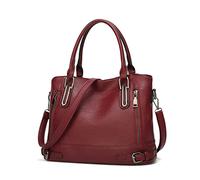 FANDARE Vintage Bolsos de Mujer Bandolera Bolso Hombro Cruzado PU Cuero Impermeable para Viaje Trabajo Escuela Compras Conmutar Crossbody Bag Vino Rojo