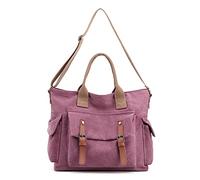 FANDARE Vintage Bolsos Mano Lona Mujer Bandolera Conmutar Bolso Hombro Cruzado para 10.5 Pulgadas Tableta Señora Viaje Trabajo Escuela Compras Crossbody Bag Púrpura