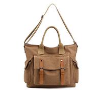 FANDARE Vintage Bolsos Mano Lona Mujer Bandolera Conmutar Bolso Hombro Cruzado para 10.5 Pulgadas Tableta Señora Viaje Trabajo Escuela Compras Crossbody Bag marrón