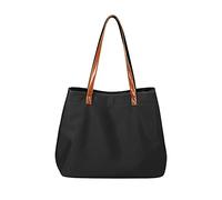 FANDARE Vintage Bolsos Mano Mujer Bolso Bandolera Tote Bag Impermeable Nylon para Portátil de 15 Pulgadas Señora Playa Viaje Trabajo Escuela Compras Negro L