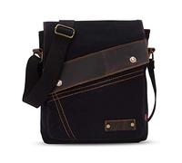 FANDARE Vintage Mensajero Messenger Bag Crossbody Bolso Bandolera Shoulder Bag Estudiante Viaje Trabajo Escuela Bolso Hombre Mujer Lona Negro