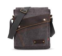 FANDARE Vintage Messenger Bag Bandolera Computadora Briefcase Bolsos Llevados Trabajo Escuela Mochila Crossbody Bag Mujer Hombre Lona, Gris, Large, Mochila de Ocio