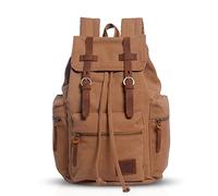 FANDARE Vintage Mochila de Lona Bolsa Escolar Mochilas tipo casual Canvas Daypacks Bolsos Mochila para Hombre Mujer Deportes aire libre senderismo Multiusos Mochila a diario para Viaje Hiking Amarillo