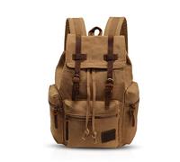 FANDARE Vintage Mochila de Lona Bolsa Escolar Mochilas Tipo Casual Canvas Daypacks Bolsos Mochila para Hombre Mujer Deportes Aire Libre Senderismo Multiusos Mochila a Diario para Viaje Hiking Caqui