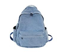 FANDARE Vintage Mochilas Unisexo Bolso de Escolar Adolescente Moda Backpack Niña Niño Mochila Universidad Intemperie Cámping Viajes Mochila Duradero Lona Azul Claro