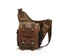 FANDARE Vintage Sling Bag Bolsas de Deporte Messenger Bag Las Mujeres Mochila Shoulder Bolso Hombre Senderismo Bolso Bandolera Estudiantes Universitarios Small Lona Caqui