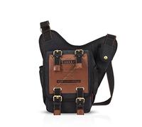 FANDARE Vintage Sling Bag Bolsas de Deporte Messenger Bag Las Mujeres Mochila Shoulder Bolso Hombre Senderismo Bolso Bandolera Estudiantes Universitarios Small Lona Negro