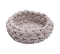 Fandata de animales con grueso - Elegante denuncia trenzada, cómoda vaina de algodón de recuperación circular de felpa | Sofá de punto moderno para mascotas cálido en forma de D