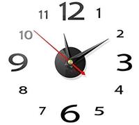 FANDE 2 Piezas Reloj de Pared 3D, DIY Reloj de Etiqueta de Pared Decoración 3D Silencioso DIY de Material Acrílico para Ministerio del Interior Decoraciones (Plata, Negra)